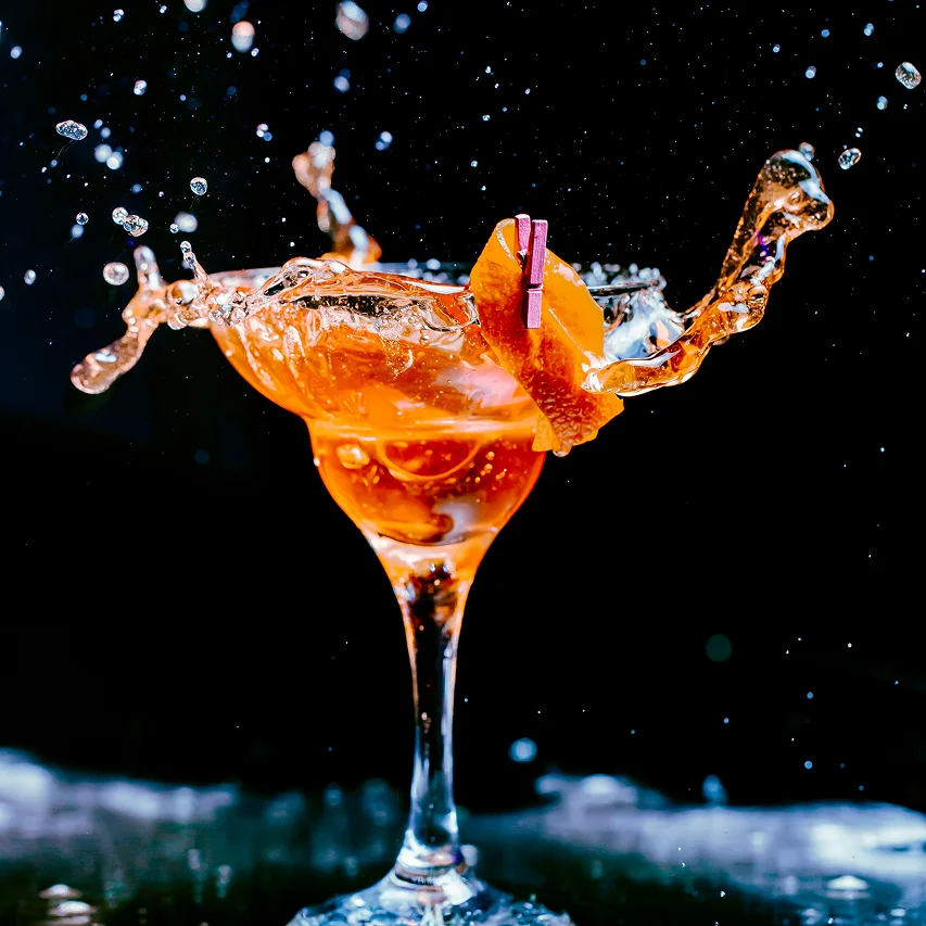 Golden Flame cocktail with orange slices